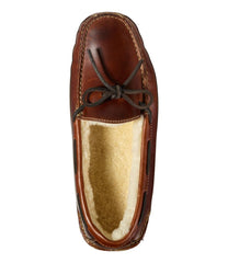 L.L.Bean Men's Leather Double-Sole Slippers, Shearling-Lined FOOTWEAR