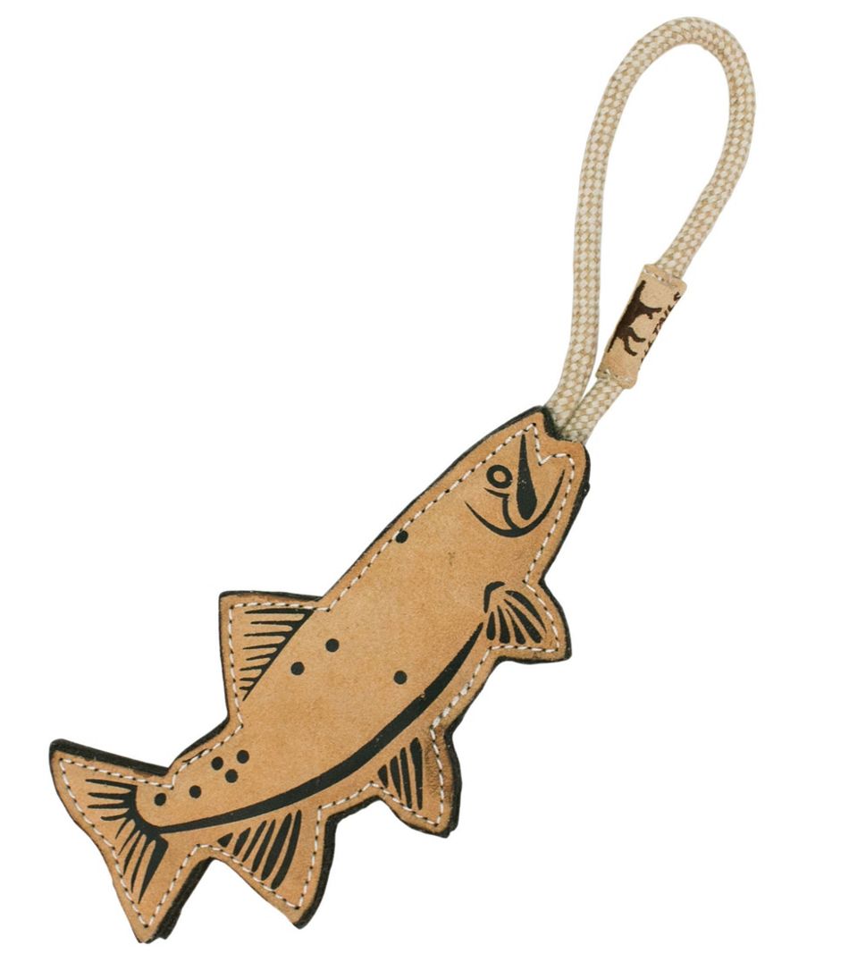 L.L.Bean Natural Leather and Wool Fish Dog Tug Toy OUTDOOR EQUIPMENT|HOME GOODS