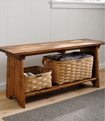 L.L.Bean Rustic Wooden Mudroom Bench, Large HOME GOODS