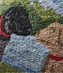 L.L.Bean Indoor/Outdoor Hooked Pillow, Mountain Dogs HOME GOODS