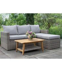 L.L.Bean Wicker Storage Sofa and Teak Coffee Table Set HOME GOODS