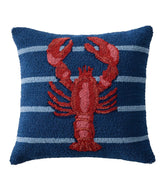 L.L.Bean Indoor/Outdoor Hooked Pillow, 18x18 Lobster HOME GOODS
