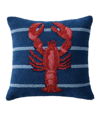 L.L.Bean Indoor/Outdoor Hooked Pillow, 18x18 Lobster HOME GOODS