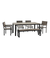L.L.Bean Aluminum/Recycled Poly Lumber Farmhouse Dining Set, Black HOME GOODS