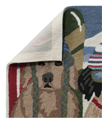 L.L.Bean Indoor/Outdoor Vacationland Rug, Dogs Skiing HOME GOODS
