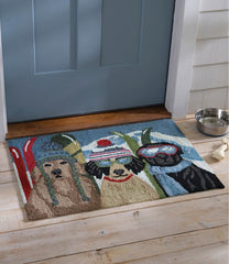 L.L.Bean Indoor/Outdoor Vacationland Rug, Dogs Skiing HOME GOODS