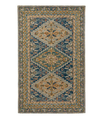 L.L.Bean Bordered Medallion Wool Tufted Rug, Blue Multi HOME GOODS