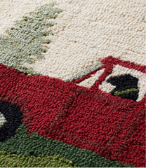 L.L.Bean Wool Hooked Novelty Rug, Dog Caravan HOME GOODS