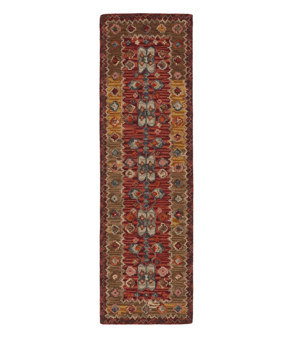 L.L.Bean Double Border Wool Hooked Runner, Sienna Multi HOME GOODS
