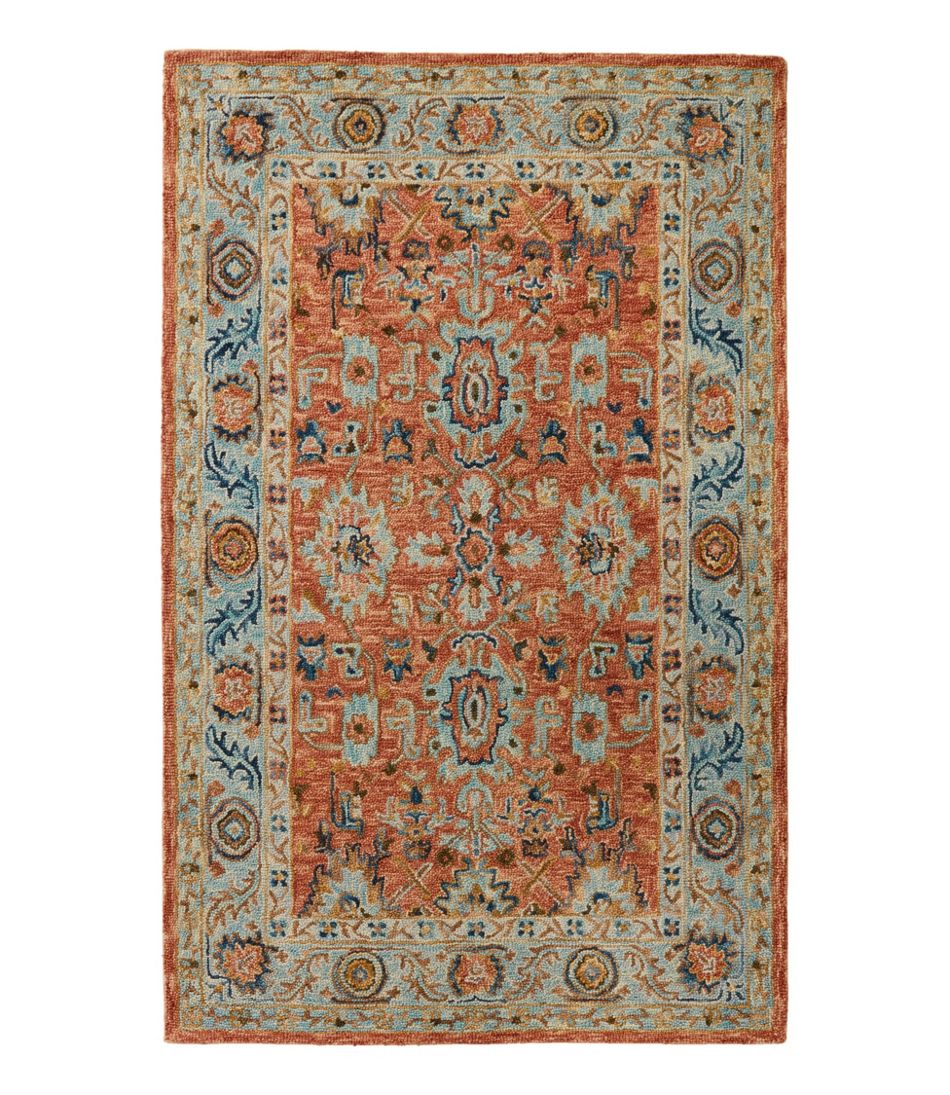 L.L.Bean Single Border Terracotta Wool Tufted Rug HOME GOODS