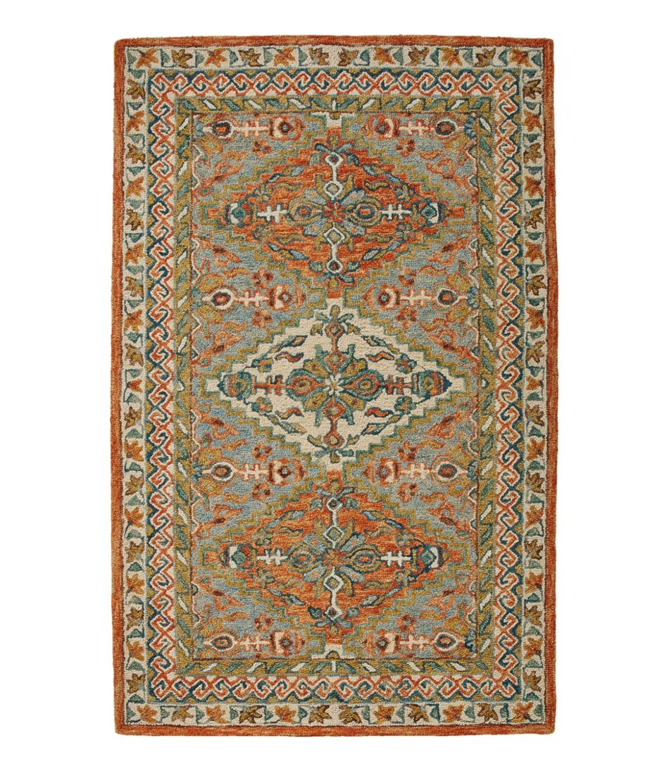 L.L.Bean Bordered Medallion Wool Tufted Rug HOME GOODS