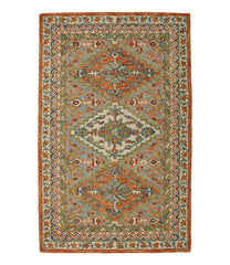 L.L.Bean Bordered Medallion Wool Tufted Rug HOME GOODS