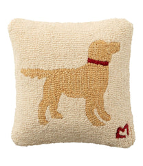 L.L.Bean Wool Hooked Throw Pillow, Yellow Dog, 14" x 14" HOME GOODS