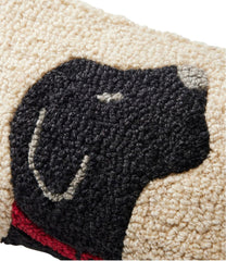 L.L.Bean Wool Hooked Throw Pillow, Black Labrador, 8" x 12" HOME GOODS