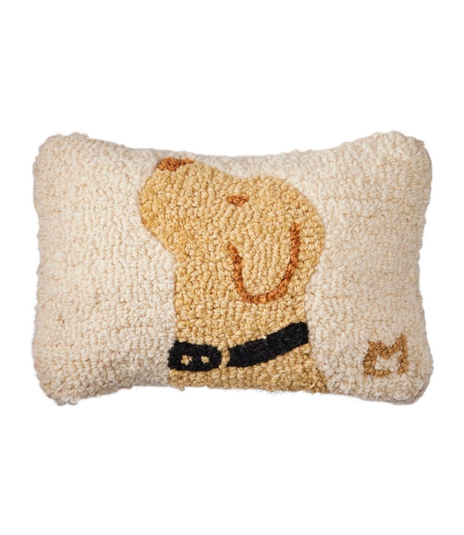 L.L.Bean Wool Hooked Throw Pillow, Yellow Labrador, 8" x 12" HOME GOODS
