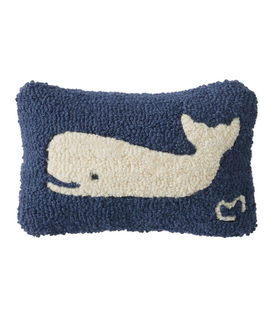 L.L.Bean Wool Hooked Throw Pillow, Whale, 8" x 12" HOME GOODS