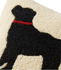 L.L.Bean Wool Hooked Throw Pillow, Black Dog, 14" x 14" HOME GOODS