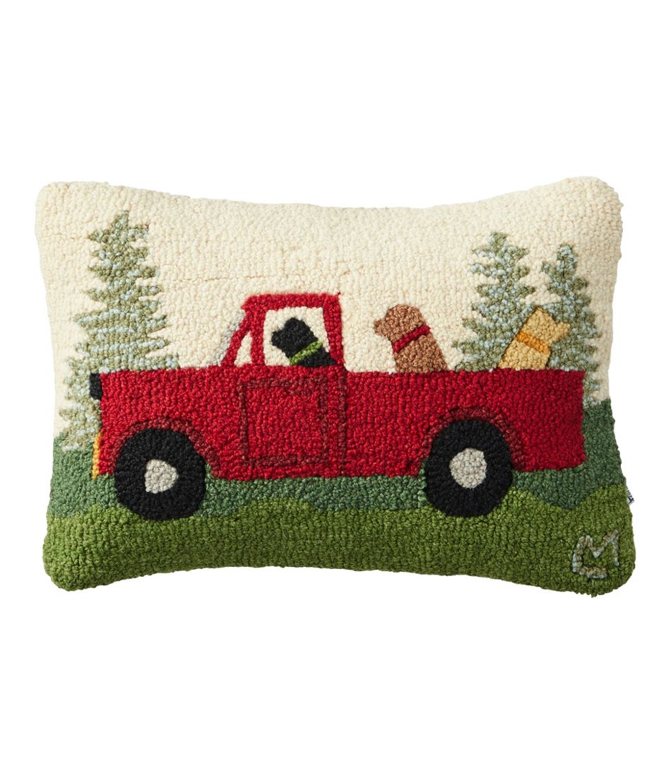 L.L.Bean Wool Hooked Throw Pillow, Dog Trio, 14" x 20" HOME GOODS