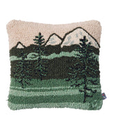 L.L.Bean Wool Hooked Throw Pillow, Mountains, 14" x 14" HOME GOODS