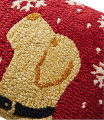 L.L.Bean Wool Hooked Throw Pillow, Snowflake Yellow Lab, 14" x 14" HOME GOODS
