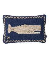L.L.Bean Wool Hooked Throw Pillow, Whale, 12" x 18" HOME GOODS