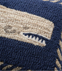 L.L.Bean Wool Hooked Throw Pillow, Whale, 12" x 18" HOME GOODS