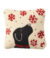 L.L.Bean Wool Hooked Throw Pillow, Snowflake Black Lab, 14" x 14" HOME GOODS
