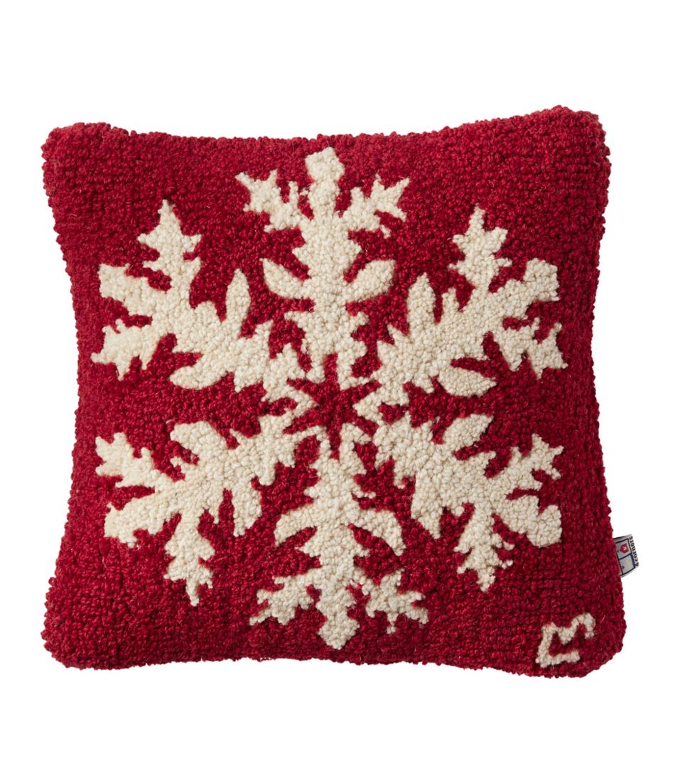 L.L.Bean Wool Hooked Throw Pillow, Snowflake, 14" x 14" HOME GOODS