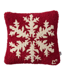 L.L.Bean Wool Hooked Throw Pillow, Snowflake, 14" x 14" HOME GOODS