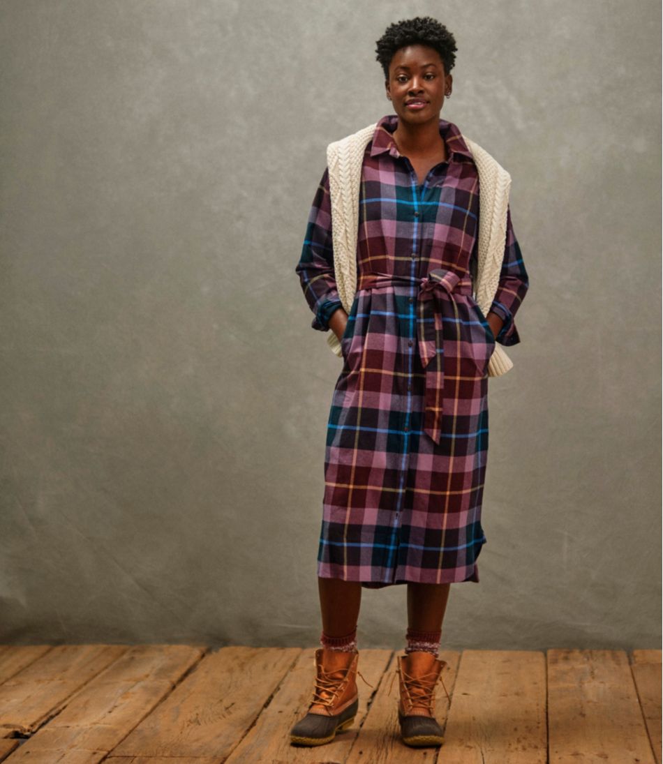 L.L.Bean Women's Signature Camp Flannel Midi Dress NEW|CLOTHING