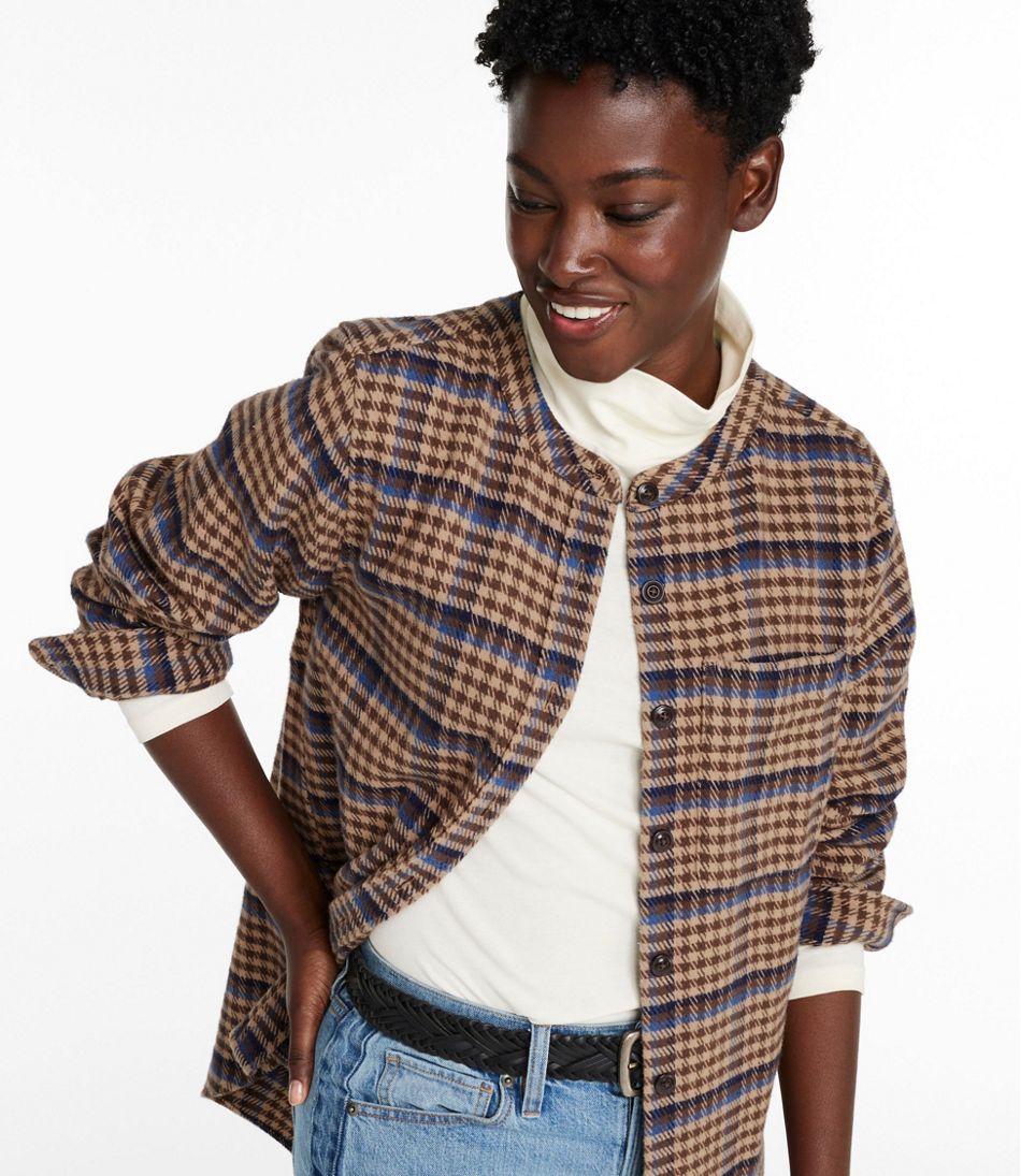 L.L.Bean Women's Signature 1933 Collarless Chamois Tunic, Plaid NEW|CLOTHING|SALE