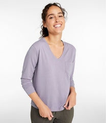 L.L.Bean Women's Vista Camp V-Neck Pocket Tee, Long-Sleeve NEW|CLOTHING