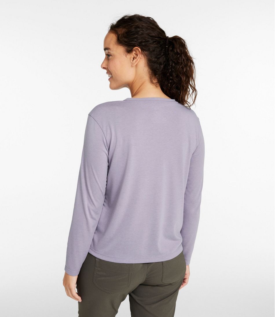 L.L.Bean Women's Vista Camp V-Neck Pocket Tee, Long-Sleeve NEW|CLOTHING