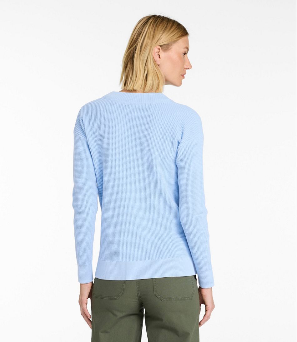 L.L.Bean Women's Sunwashed Waffle Sweater, Splitneck NEW|CLOTHING