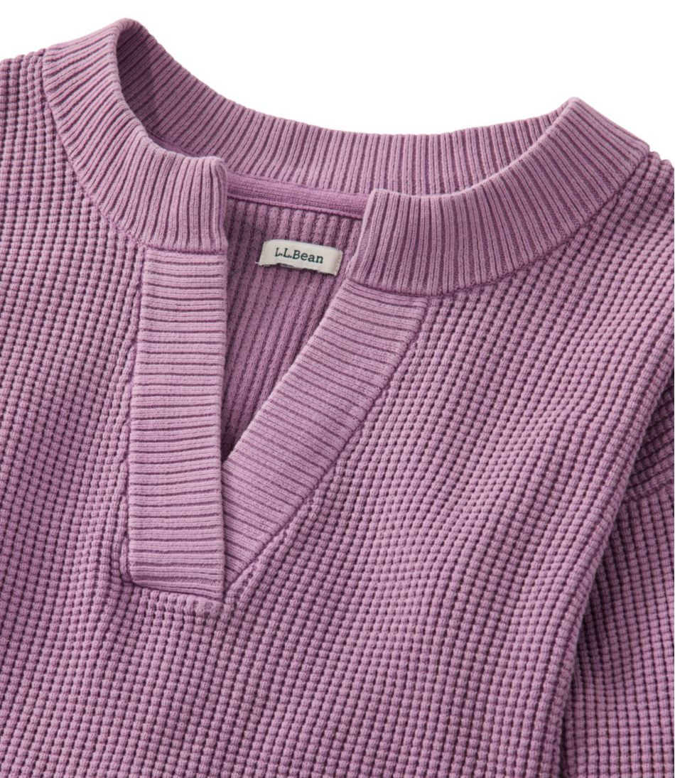 L.L.Bean Women's Sunwashed Waffle Sweater, Splitneck NEW|CLOTHING