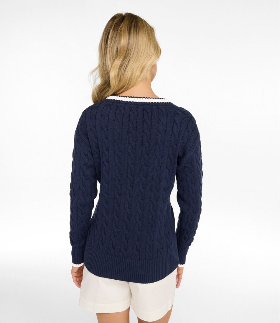 L.L.Bean Women's The Original Double L® Sweater, Cable V-Neck NEW|CLOTHING