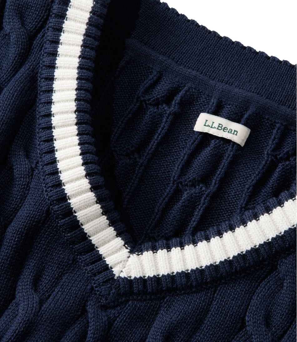 L.L.Bean Women's The Original Double L® Sweater, Cable V-Neck NEW|CLOTHING