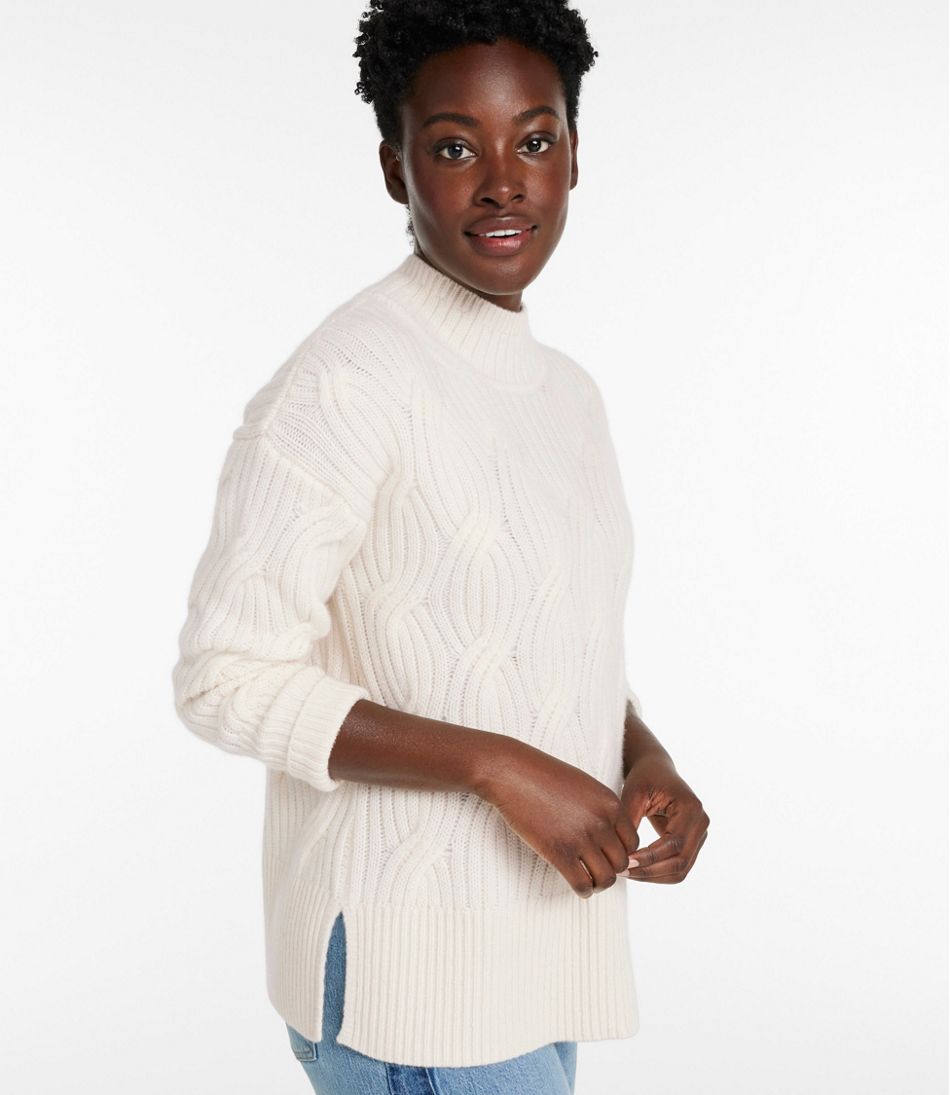 L.L.Bean Women's Signature Premium Cashmere Cable Sweaters, Mockneck NEW|CLOTHING|SALE