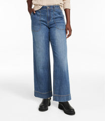 L.L.Bean Women's Signature Utility Jeans, Mid-Rise Wide-Leg Ankle NEW|CLOTHING