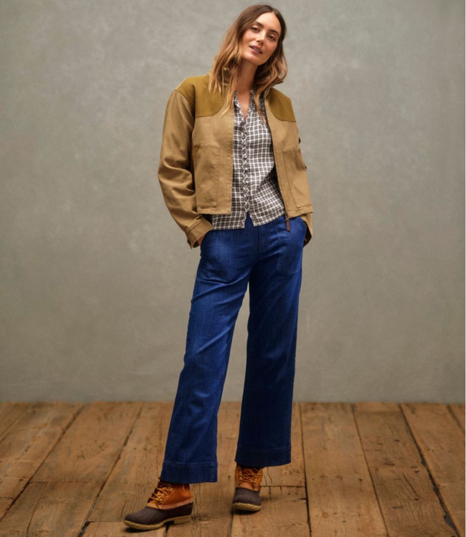 L.L.Bean Women's Signature Utility Jeans, Mid-Rise Wide-Leg Ankle NEW|CLOTHING