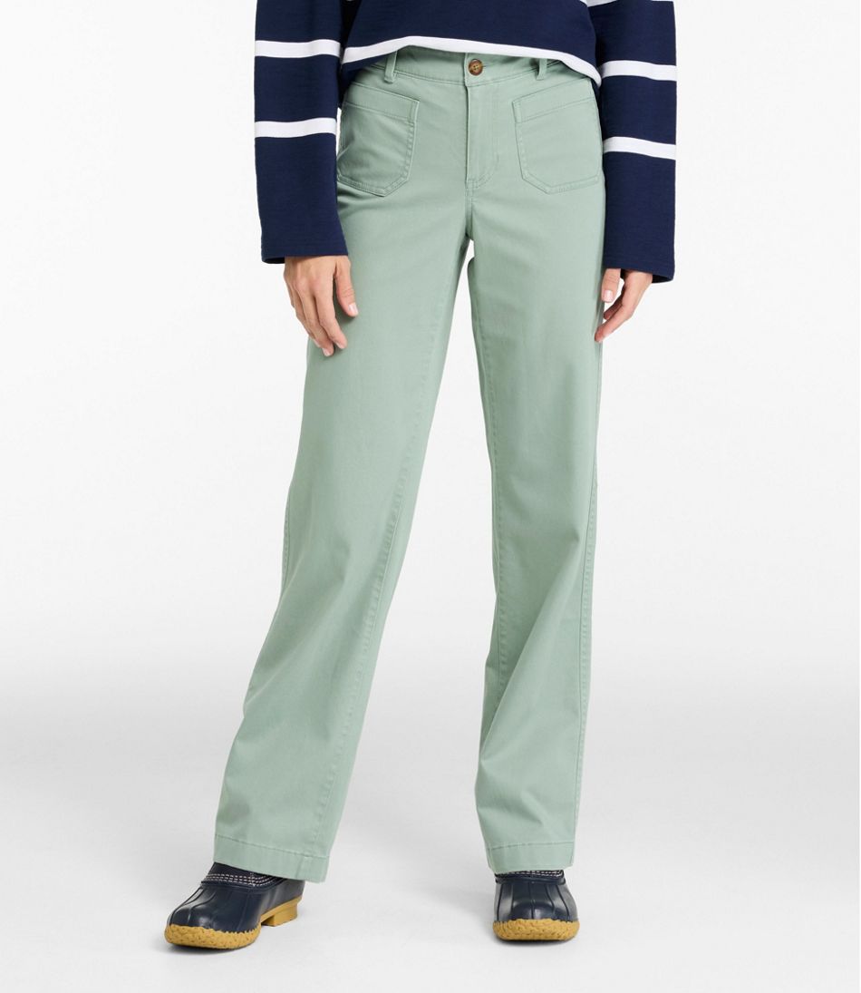 L.L.Bean Women's Comfort Stretch Patch Pocket Pants, Mid-Rise Wide Straight-Leg Chino NEW|CLOTHING