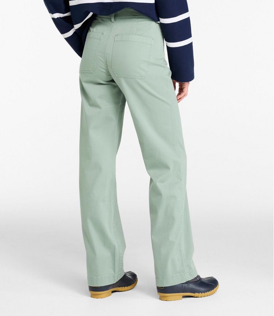 L.L.Bean Women's Comfort Stretch Patch Pocket Pants, Mid-Rise Wide Straight-Leg Chino NEW|CLOTHING