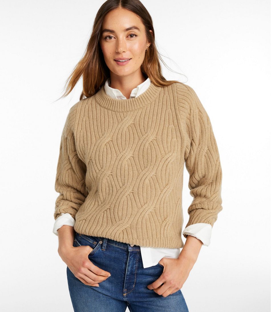 L.L.Bean Women's Signature Premium Cashmere Cable Sweater, Crewneck NEW|CLOTHING|SALE