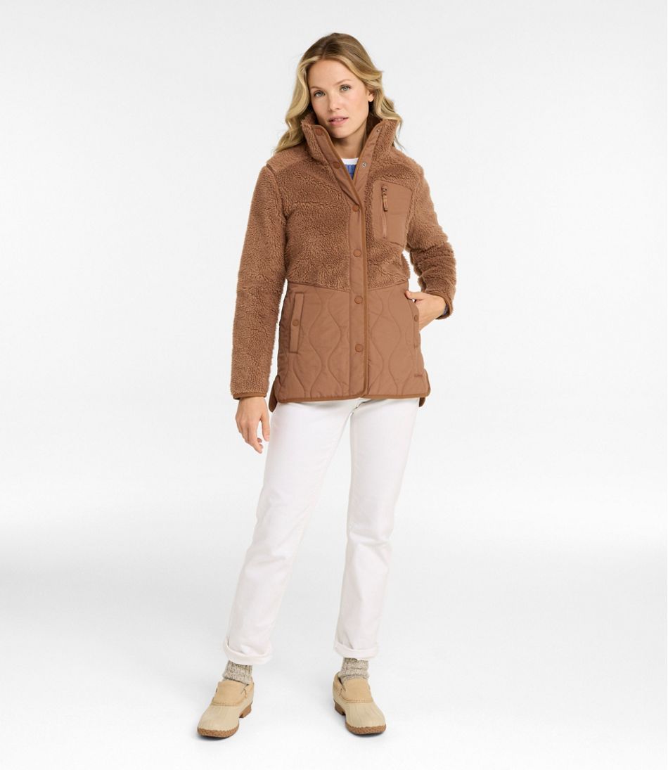 L.L.Bean Women's Bean's Mixed Media Sherpa Fleece Jacket NEW|CLOTHING|OUTERWEAR