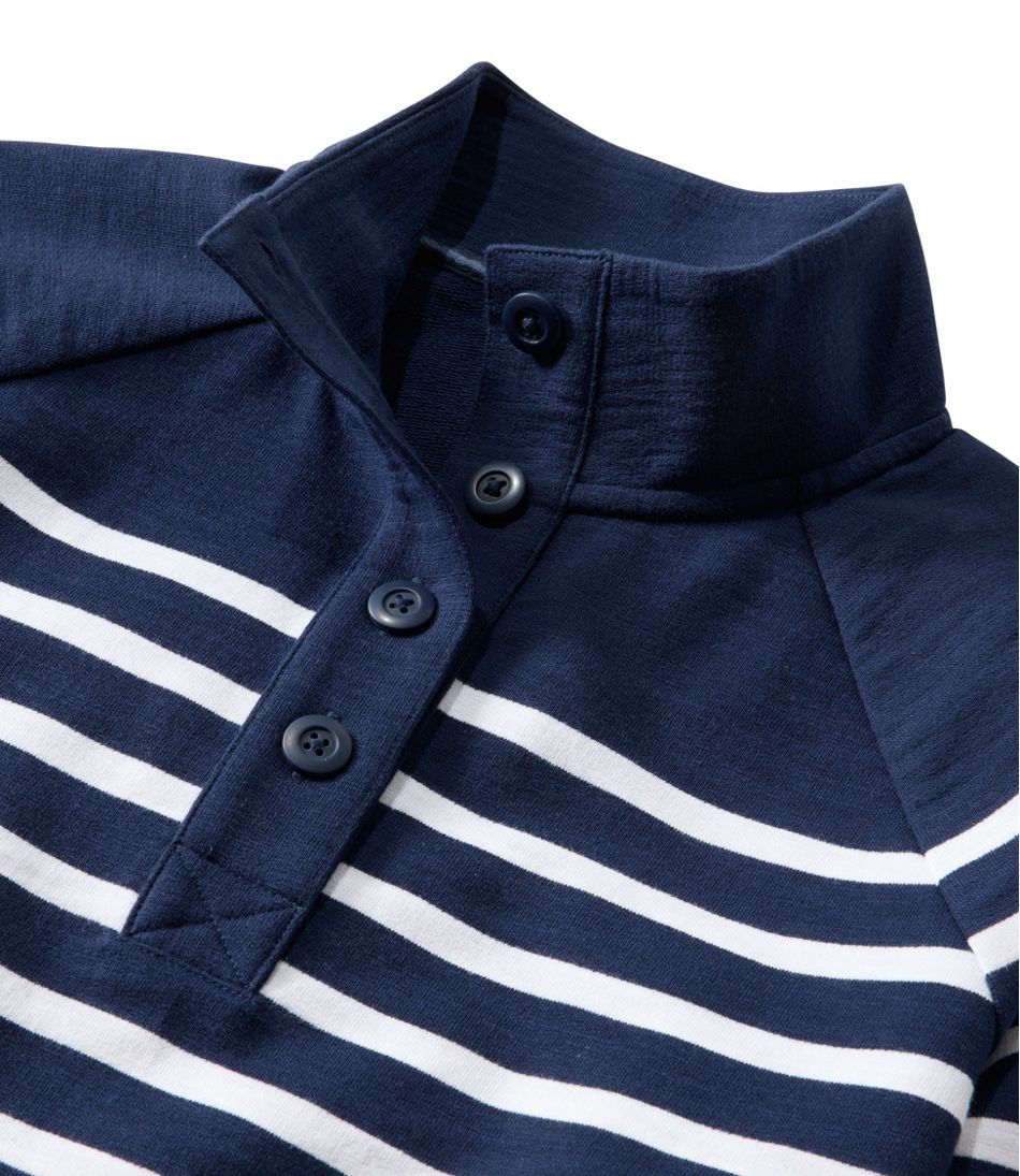 L.L.Bean Women's Peaks Island Button Mockneck, Stripe NEW|CLOTHING