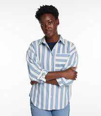 L.L.Bean Women's Signature Premium Essential Poplin Shirt, Long-Sleeve Novelty Stripe NEW|CLOTHING