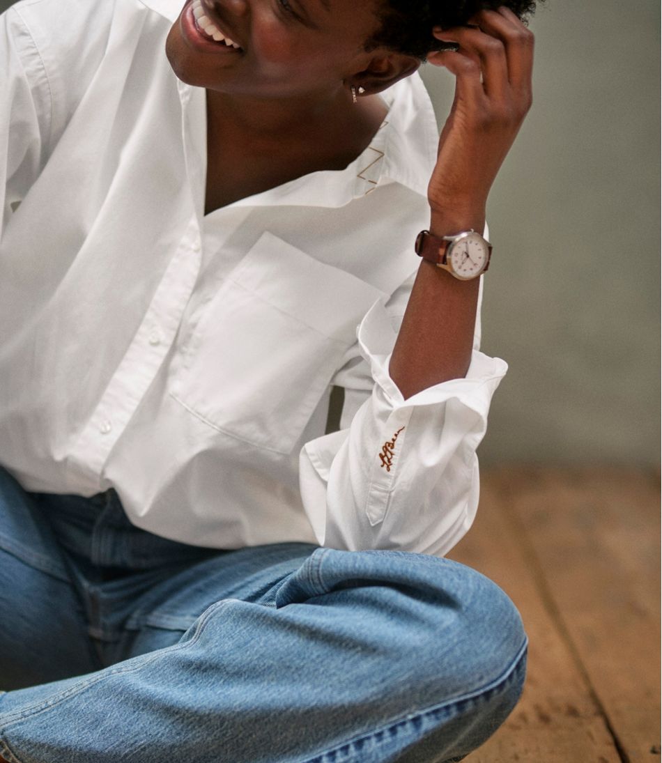 L.L.Bean Women's Signature Premium Essential Poplin Shirt, Long-Sleeve NEW|CLOTHING