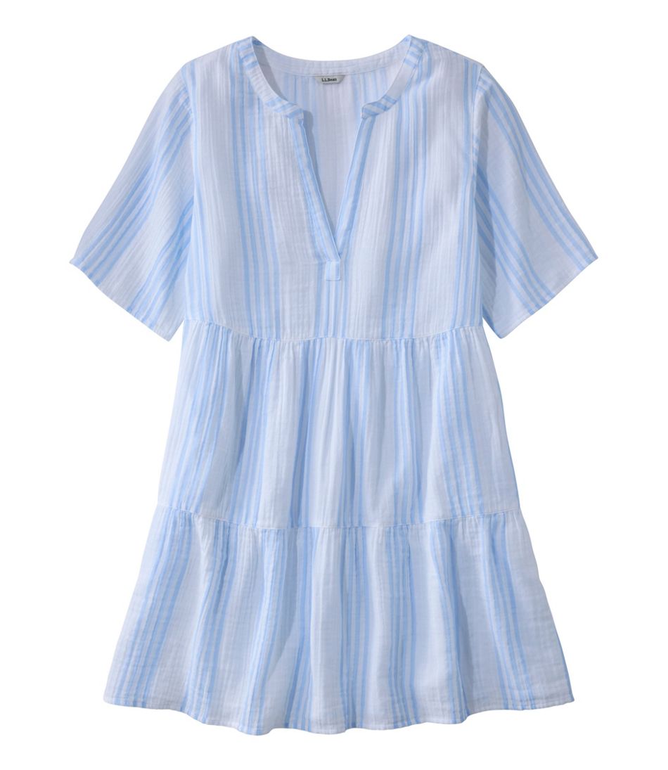 L.L.Bean Women's Cloud Gauze Cover-Up, Tiered Dress Print NEW|CLOTHING