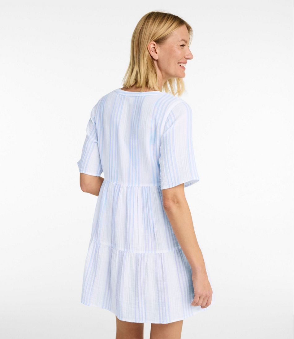 L.L.Bean Women's Cloud Gauze Cover-Up, Tiered Dress Print NEW|CLOTHING