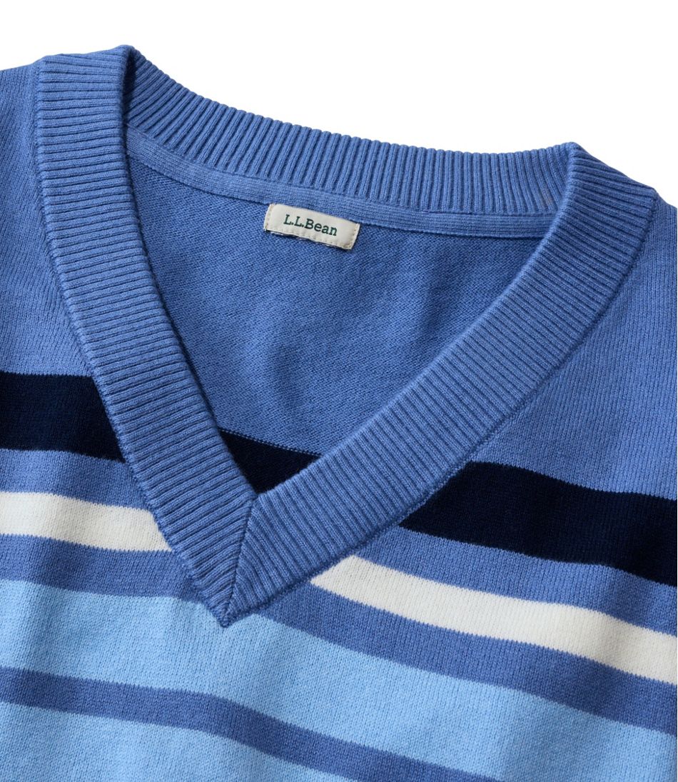 L.L.Bean Women's Cotton/Cashmere Sweater, V-Neck Stripe NEW|CLOTHING